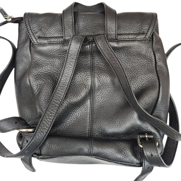 Pelle Studio Women's Black Pebbled Leather Backpack Handbag 11" x 11" x 3" - Picture 4 of 8